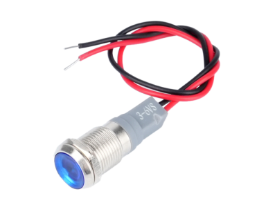 Indicador met&aacute;lico LED azul 10 mm 3-9 V com cabo de 15 cm - Imagem 1