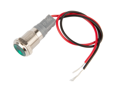 Indicador LED met&aacute;lico verde 10 mm 12-24 V com cabo 15 cm - Imagem 1