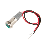 Indicador LED met&aacute;lico verde 10 mm 12-24 V com cabo 15 cm