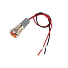 Sinaleiro indicador met&aacute;lico LED amarelo 10 mm 12 a 24 V com cabo 15 cm