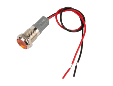 Sinaleiro indicador met&aacute;lico LED amarelo 10 mm 12 a 24 V com cabo 15 cm - Imagem 1