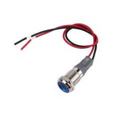 Indicador met&aacute;lico LED azul 10 mm 12 a 24 V com cabo 15 cm