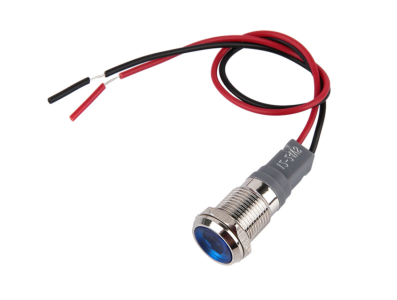 Indicador met&aacute;lico LED azul 10 mm 12 a 24 V com cabo 15 cm - Imagem 1