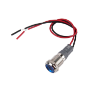 Indicador met&aacute;lico LED azul 10 mm 12 a 24 V com cabo 15 cm