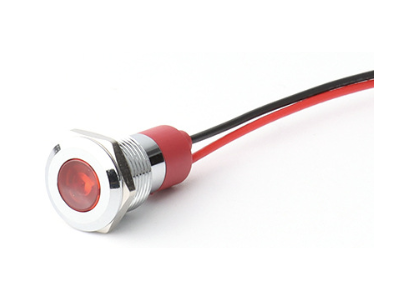 Indicador LED met&aacute;lico vermelho 10 mm 220 V com cabo 15 cm - Imagem 1
