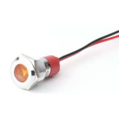 Sinaleiro Indicador LED Amarelo 10 mm 220 V Corpo Met&aacute;lico Cabo 15 cm