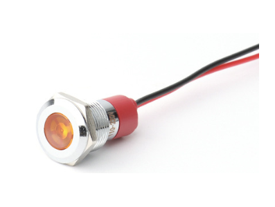 Sinaleiro Indicador LED Amarelo 10 mm 220 V Corpo Met&aacute;lico Cabo 15 cm - Imagem 1