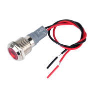 Sinaleiro indicador met&aacute;lico LED vermelho 12 mm 3-9 V com cabo de 15 cm