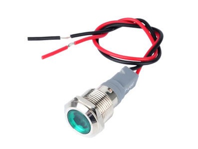 Indicador LED verde met&aacute;lico 12 mm 3-9 V com cabo 15 cm - Imagem 1