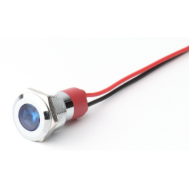 Sinaleiro met&aacute;lico LED azul 12 mm 3&ndash;9 V com cabo de 15 cm
