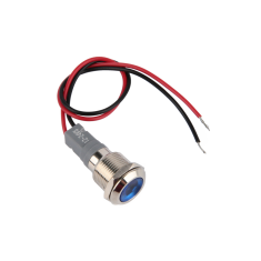 Indicador LED met&aacute;lico azul 12 mm 12&ndash;24 V com cabo 15 cm