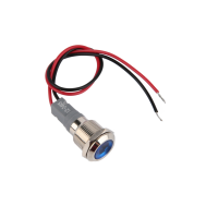 Indicador LED met&aacute;lico azul 12 mm 12&ndash;24 V com cabo 15 cm