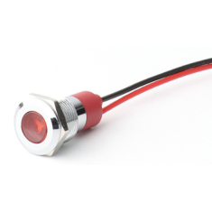 Sinaleiro LED vermelho 220 V 12 mm em metal com cabo 15 cm