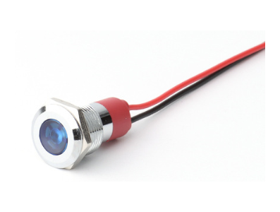 Sinaleiro LED met&aacute;lico 12 mm azul 220 V com cabo 15 cm - Imagem 1