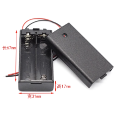 Porta-pilhas para 2 pilhas AA com tampa e interruptor liga/desliga