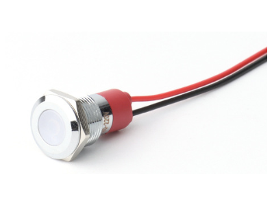 Sinaleiro indicador met&aacute;lico LED 14 mm 220 V branco com cabo 15 cm - Imagem 1