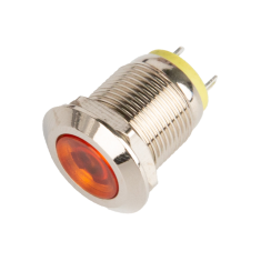 Indicador LED amarelo 12 mm em metal 3-9 V