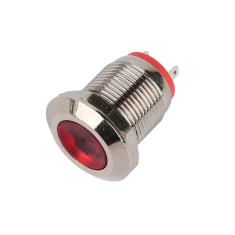 Indicador LED met&aacute;lico vermelho 12 mm 10-24 V