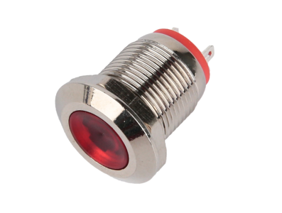 Indicador LED met&aacute;lico vermelho 12 mm 10-24 V - Imagem 1