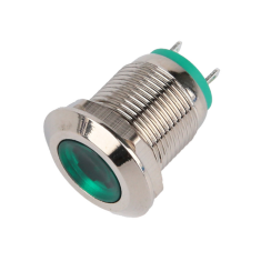 Sinaleiro LED met&aacute;lico verde 12 mm 10-24V
