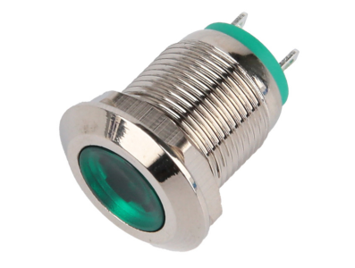Sinaleiro LED met&aacute;lico verde 12 mm 10-24V - Imagem 1