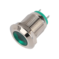 Sinaleiro LED met&aacute;lico verde 12 mm 10-24V