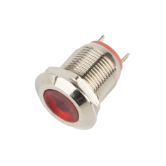 Sinaleiro LED met&aacute;lico 12 mm 220 V vermelho