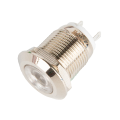 Sinaleiro LED met&aacute;lico branco 12 mm 220 V