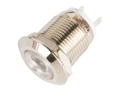 Sinaleiro LED met&aacute;lico branco 12 mm 220 V - Imagem 1
