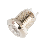 Sinaleiro LED met&aacute;lico branco 12 mm 220 V