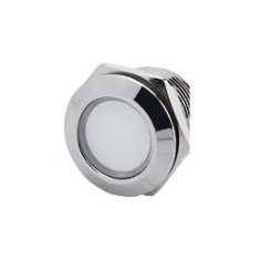 Sinaleiro LED met&aacute;lico branco 16 mm 3 a 9 V