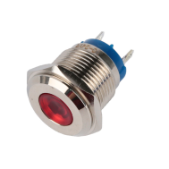 Indicador LED met&aacute;lico 16 mm vermelho 10 a 24 V