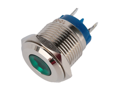 Sinaleiro LED met&aacute;lico 16 mm verde 10-24 V - Imagem 1