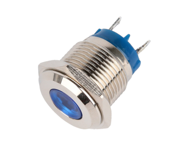 Sinaleiro indicador LED met&aacute;lico 16 mm Azul 220 V - Imagem 1