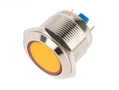 Indicador LED met&aacute;lico amarelo 22 mm 10-24V - Imagem 1