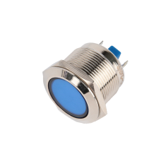 Indicador LED met&aacute;lico azul 22 mm 10-24V
