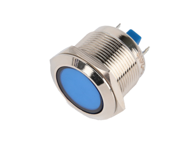 Indicador LED met&aacute;lico azul 22 mm 10-24V - Imagem 1