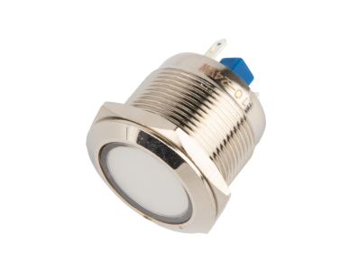 Sinaleiro Indicador LED Met&aacute;lico 22 mm Branco 10-24 V - Imagem 1
