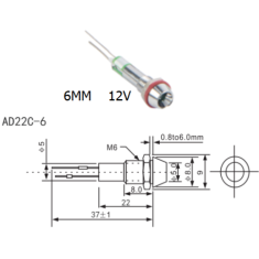 Indicador met&aacute;lico LED AD22C-6 12V branco