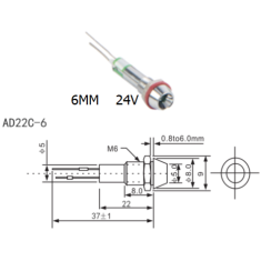 Indicador LED Met&aacute;lico AD22C-6 24V Vermelho