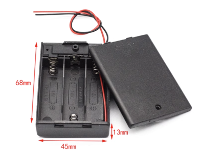 Porta pilhas 3 x AA em caixa com tampa e interruptor liga/desliga - Imagem 1