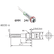 Indicador met&aacute;lico LED AD22C-6 24V Azul