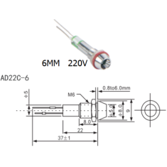 Sinaleiro/Indicador met&aacute;lico AD22C-6 LED azul 220V
