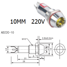 Sinaleiro LED met&aacute;lico verde 220V AD22C-10