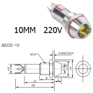 Sinaleiro LED met&aacute;lico verde 220V AD22C-10