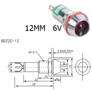 Sinaleiro LED met&aacute;lico AD22C-12 6V verde