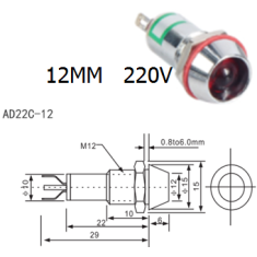 Indicador LED Met&aacute;lico AD22C-12 Branco 220V