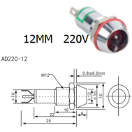 Indicador LED Met&aacute;lico AD22C-12 Branco 220V