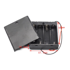 Caixa para 4 pilhas AA com tampa e interruptor liga/desliga