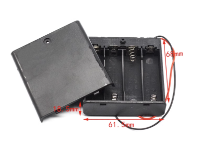 Caixa para 4 pilhas AA com tampa e interruptor liga/desliga - Imagem 1